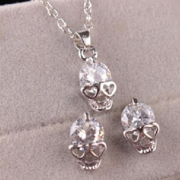 Jewelry - 💀 🆕 Skull earrings and necklace set silver Women
